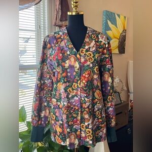 White Cross Fall Print Lab Coat